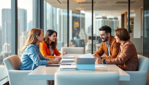 Increase engagement with https://envisionbrandmarketing.com/contactus.html showcasing a professional meeting in a bright office.