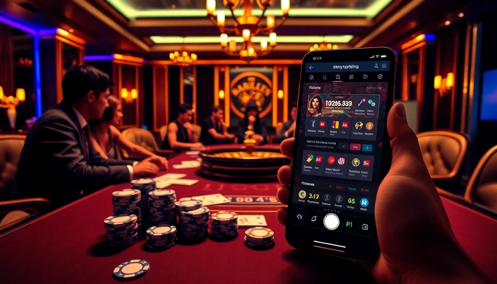 Engage in thrilling gameplay at sky88.sa.com with vibrant poker chips and a roulette wheel.