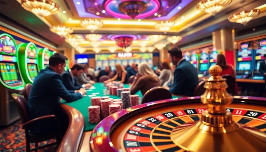 Experience high-stakes gaming at GO8 casino with vibrant poker tables and engaging slot machines.