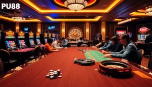 Experience thrilling gameplay at PU88.COM with vibrant casino tables and engaging slot machines.