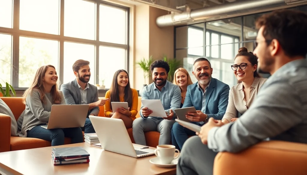 Engage with a skilled business coach near me guiding entrepreneurs in a vibrant office setting.