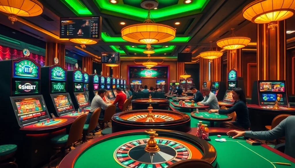 Engage in thrilling casino action at https://shbet.id/ with vibrant tables, poker chips, and sophisticated roulette wheels.