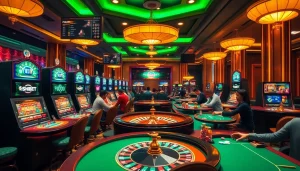 Engage in thrilling casino action at https://shbet.id/ with vibrant tables, poker chips, and sophisticated roulette wheels.