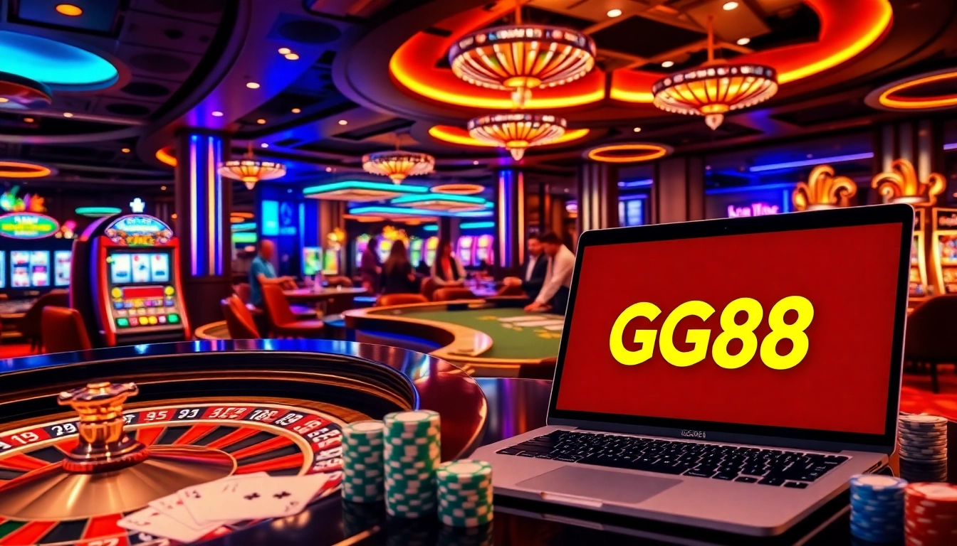 Engage with the thrilling ambiance of link vào GG88 featuring a roulette wheel and poker table.