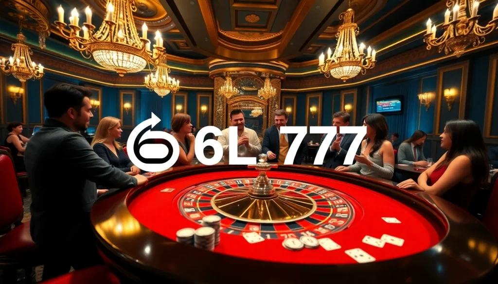 Players enjoying a high-stakes game at the luxurious 6L777 casino table.