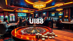 Experience excitement at UU88's vibrant casino layout with roulette and lively gameplay.
