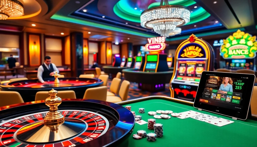 Experience thrilling casino action with VIN88's exciting gaming tables and vibrant atmosphere.