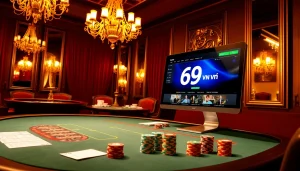 Experience thrilling gameplay at https://69vn.br.com/ with poker chips and a roulette wheel.