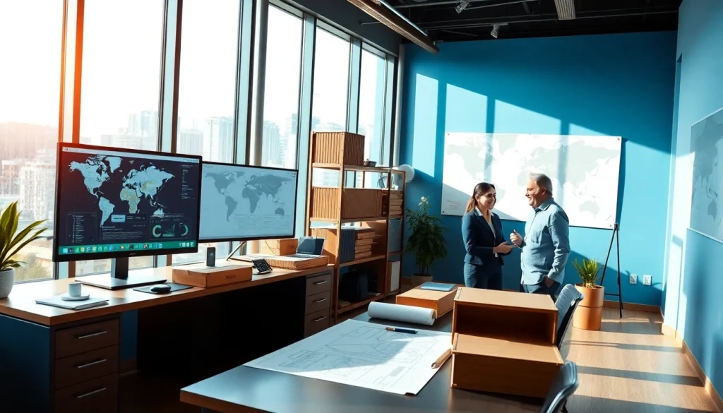 Containers Shipping Services offered by SILK Logistics with a professional office setup and client interaction.