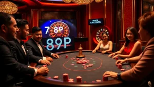 Engage in the thrilling atmosphere of a 789P VIP casino poker night with luxurious tables and vibrant chips.