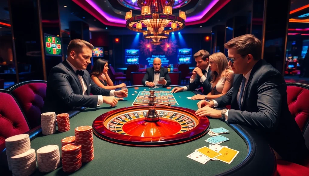 Experience the thrill of rikvip with players engaged in high-stakes casino action and vibrant game elements.