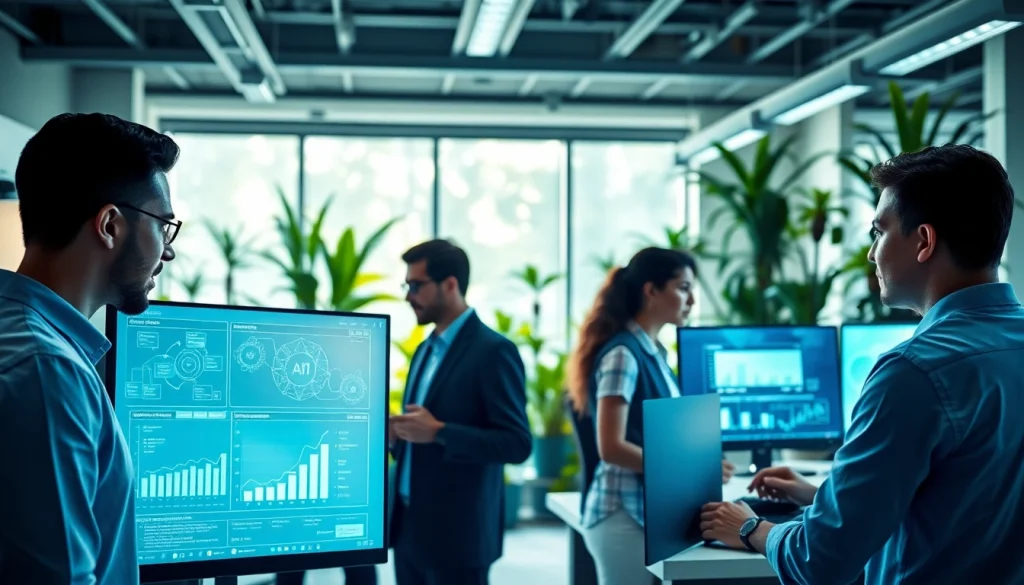 Collaborative professionals in an AI automation agency in UK demonstrating advanced technology solutions.