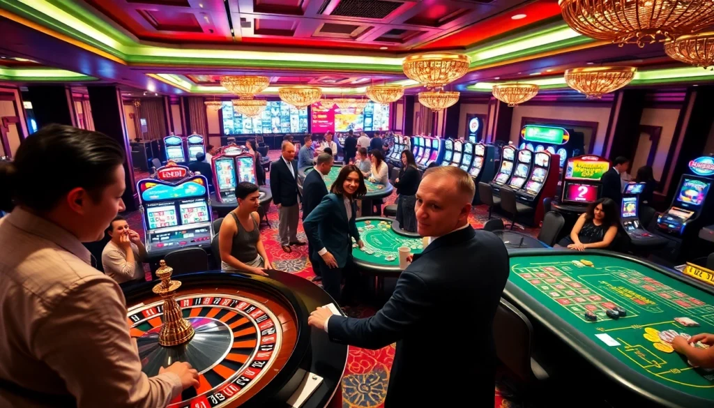Gambling at SV88s.pro showcases excitement with poker and slots in a vibrant casino.