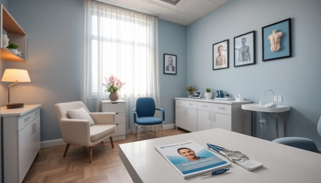 包茎手術 東京 診察室。落ち着いた雰囲気の中、医療パンフレットと最新設備を備えています。