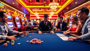 Players enjoying a thrilling game of blackjack at 88i's upscale casino.