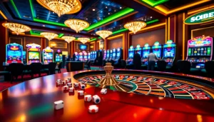 Experience thrilling gaming at SOIBET with vibrant roulette tables and luxury casino ambiance.