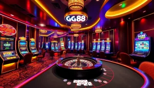 Players enjoying the exciting GG88 casino experience at vibrant slot machines and poker tables.