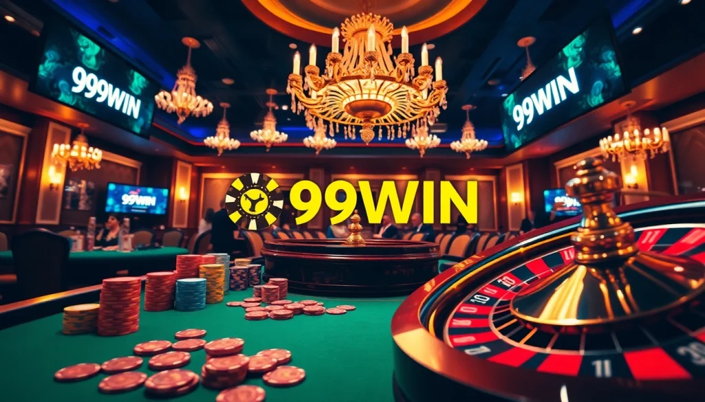 Players winning big at a vibrant casino table while showcasing the excitement of 99WIN betting opportunities.