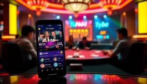 Engage with the tải app xin88 while playing poker at a luxurious casino table loaded with chips and cards.