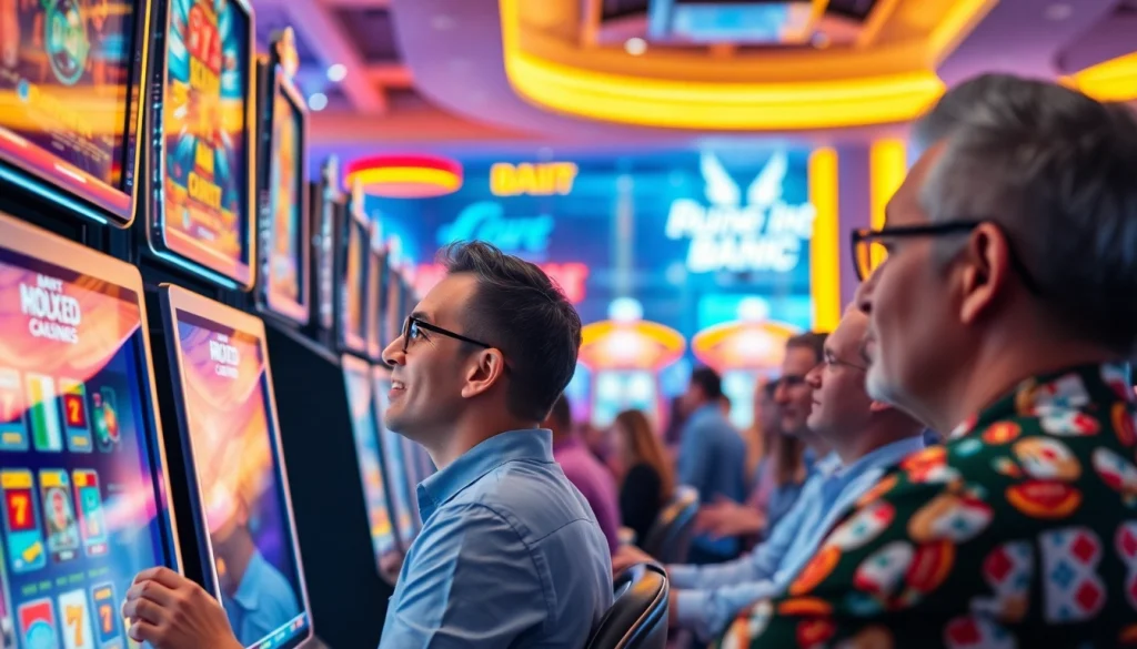 Permainan slot bolaslot21 yang menggembirakan di mesin dengan pencahayaan ceria.