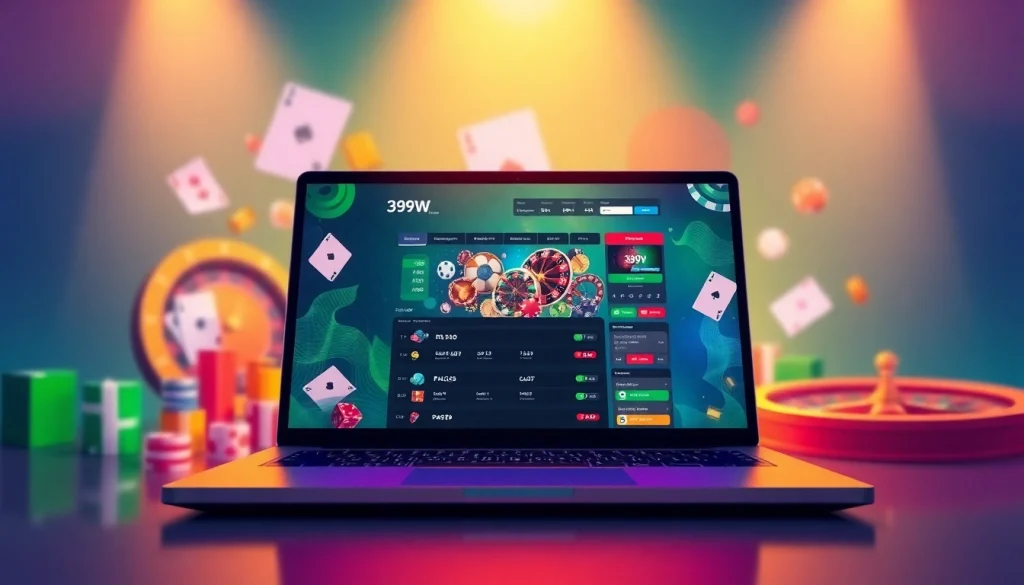 Engaging representation of the 399W online betting platform interface with gaming elements.