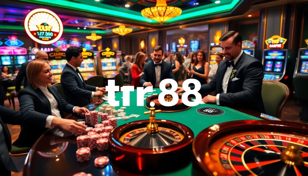 Experience high-stakes excitement at tr88, where players engage passionately at the poker table.