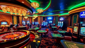 Engaged players at MM88's casino tables experiencing vibrant gaming excitement.