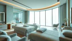 Find best beauty spas near me with a luxurious and serene spa interior inviting relaxation.