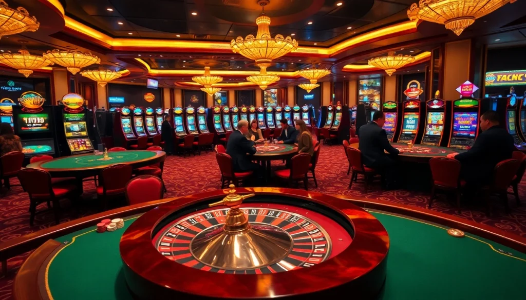 Experience the excitement of gambling at xx88casino.com with a vibrant casino scene featuring roulette and poker.