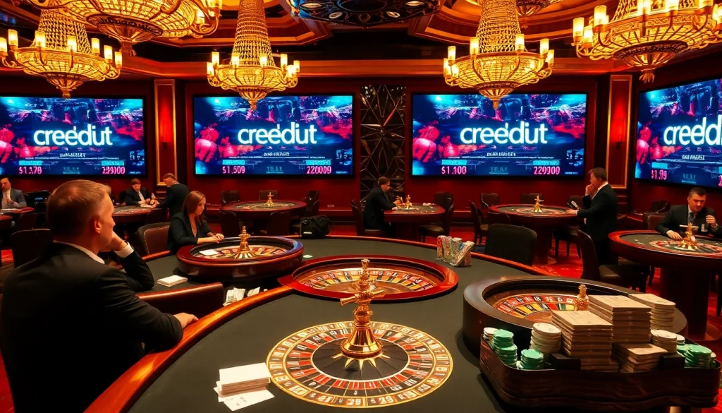 Experience the thrill of high-stakes gambling with a scene integrating credit nebancar elements and vibrant casino visuals.