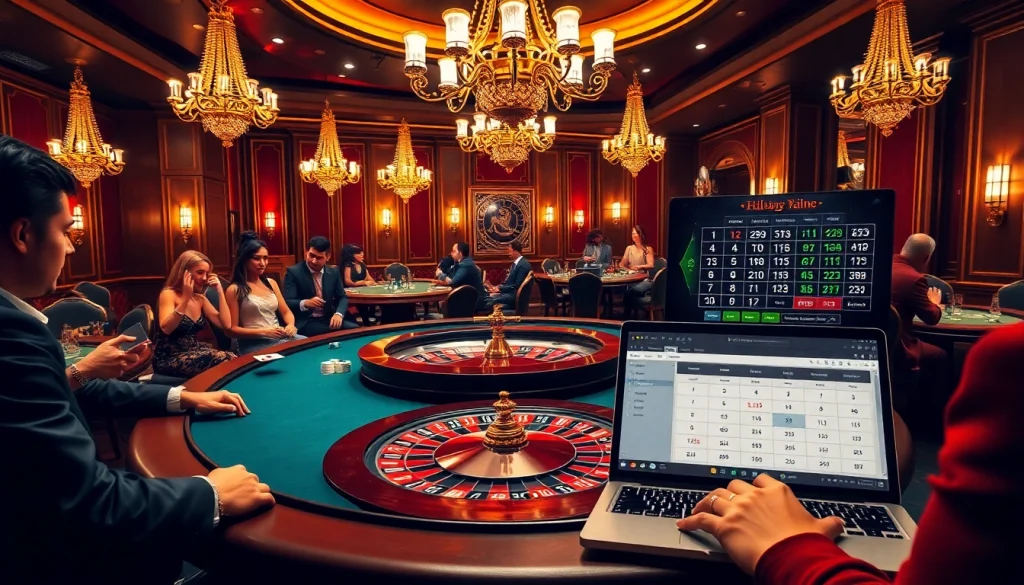 Experience the excitement of gambling with credit cu istoric negativ at a luxurious casino setting featuring roulette and poker games.