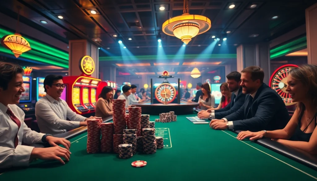 Experience the thrill of gambling at 79king with vibrant casino tables and engaged players.