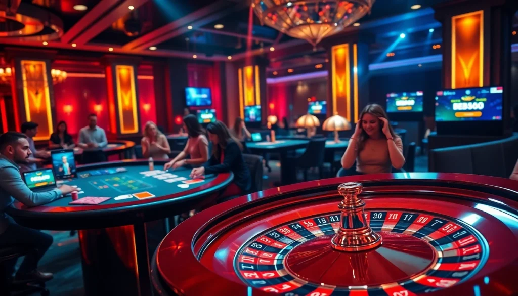Engaging in thrilling online casino games at Fb88, showcasing luxury and excitement.