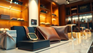 Showcase Kingsley & Harper luxury men's accessories and gift sets in an elegant setting.