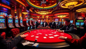 Exciting poker game at a vibrant casino, reflecting the KJC website's thrill and professionalism.