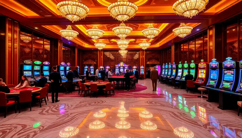 Experience the thrilling atmosphere of k9k9 casino with vibrant gaming tables and lively players.