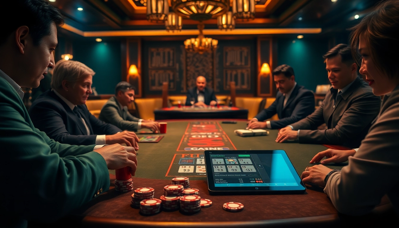 Experience thrilling gaming at pahala4d with excited players betting on a lavish casino table.