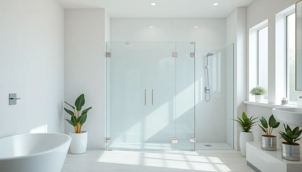 Showcase modern shower doors uk in a stylish bathroom with natural light.