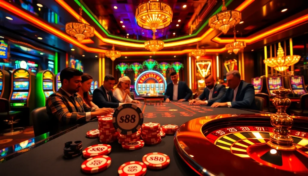 Experience high-stakes gambling with s88 poker chips and a lively casino atmosphere.