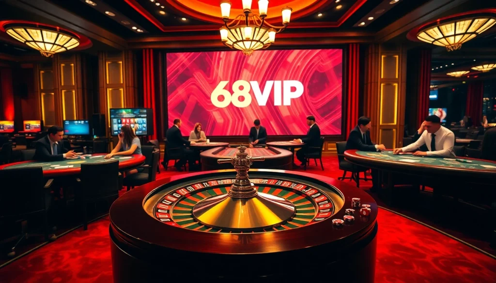 Experience the thrill of 68VIP casino games with vibrant tables and professional gamblers.