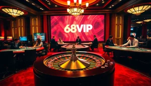 Experience the thrill of 68VIP casino games with vibrant tables and professional gamblers.