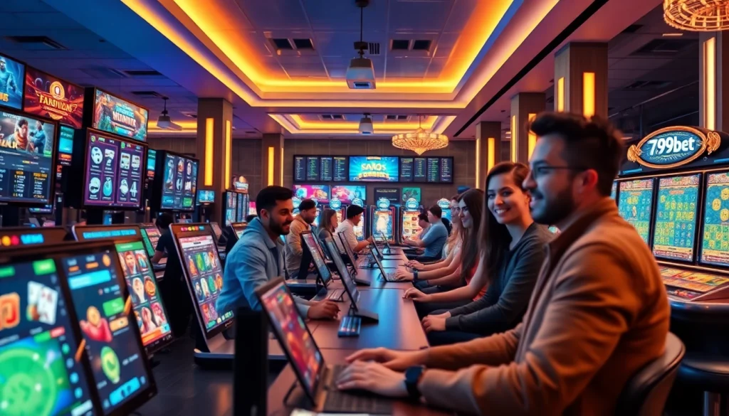 Exciting gameplay at 789bet online casino with engaged players and vibrant digital interfaces.