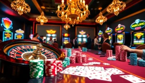 Experience upscale gambling at hay.win with roulette, poker chips, and engaged players.