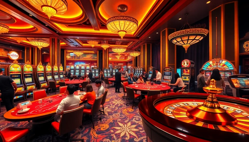 Experience the excitement at trang chủ MB66 with dynamic casino tables and players engaging in thrilling games.