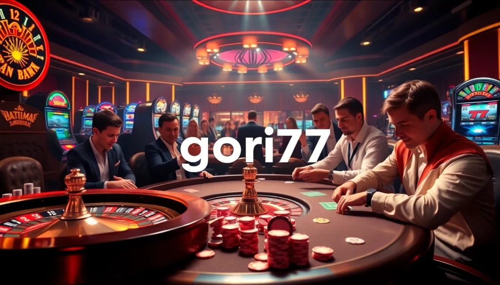 Engaging players enjoying an exciting session at gori77 online casino with vibrant gambling elements.