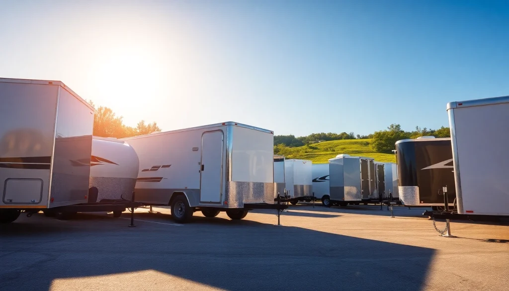 Experience the best Pasco County trailer rental options featuring diverse models in a beautiful outdoor setting.