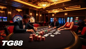 Experience the thrill of gambling with tg88 đăng nhập at a luxurious casino poker table.