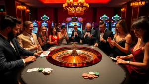 Engaged players enjoying the excitement at the casino's roulette table linked to https://123b.forex/ for betting strategies.