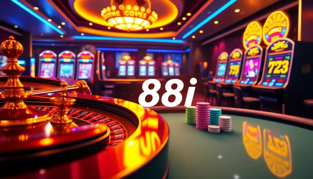 An exciting online gambling interface featuring link 88i with a lively casino atmosphere.