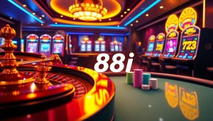 An exciting online gambling interface featuring link 88i with a lively casino atmosphere.